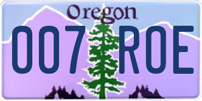 OR license plate 007ROE