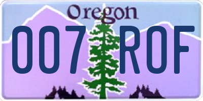 OR license plate 007ROF