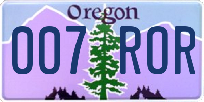 OR license plate 007ROR