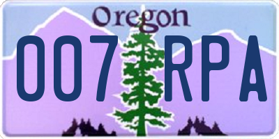 OR license plate 007RPA