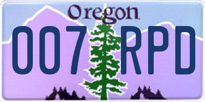 OR license plate 007RPD