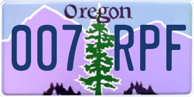 OR license plate 007RPF