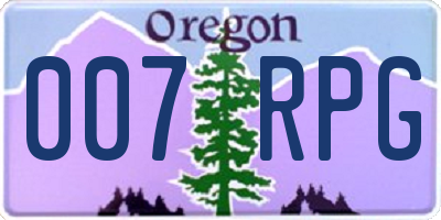 OR license plate 007RPG