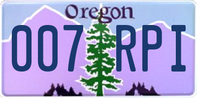 OR license plate 007RPI