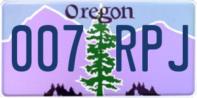 OR license plate 007RPJ