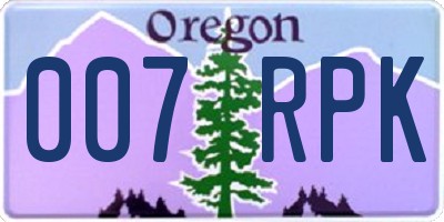 OR license plate 007RPK