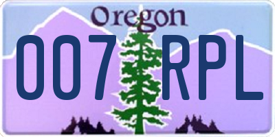 OR license plate 007RPL