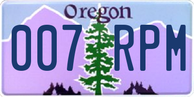 OR license plate 007RPM