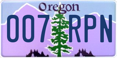 OR license plate 007RPN