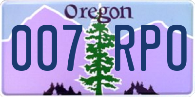 OR license plate 007RPO