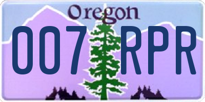 OR license plate 007RPR