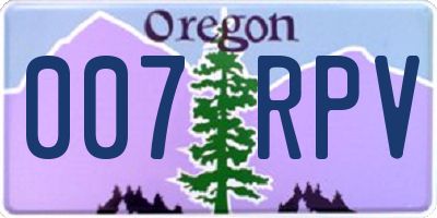 OR license plate 007RPV