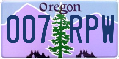 OR license plate 007RPW