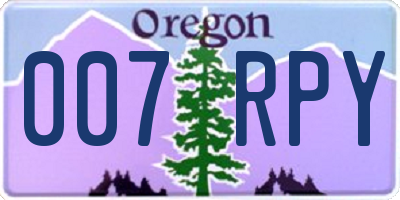 OR license plate 007RPY