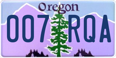 OR license plate 007RQA