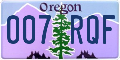 OR license plate 007RQF