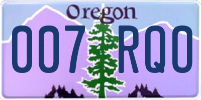 OR license plate 007RQO