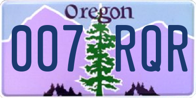 OR license plate 007RQR