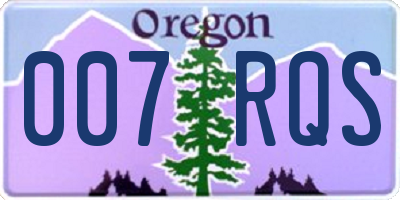 OR license plate 007RQS
