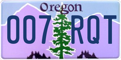 OR license plate 007RQT