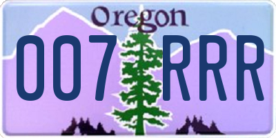 OR license plate 007RRR