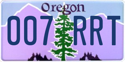 OR license plate 007RRT