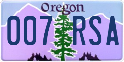 OR license plate 007RSA
