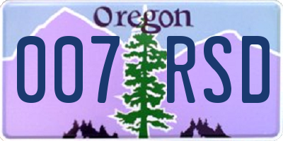 OR license plate 007RSD