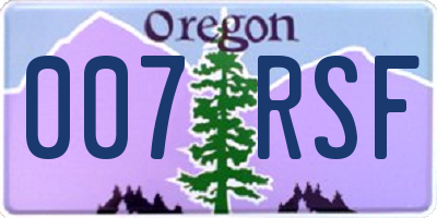 OR license plate 007RSF