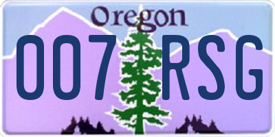 OR license plate 007RSG