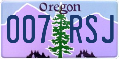 OR license plate 007RSJ