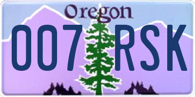 OR license plate 007RSK