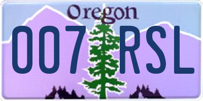 OR license plate 007RSL