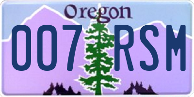 OR license plate 007RSM