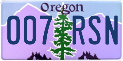 OR license plate 007RSN