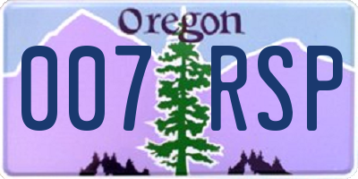 OR license plate 007RSP