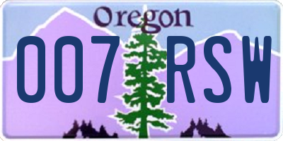 OR license plate 007RSW