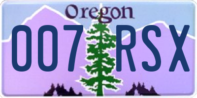 OR license plate 007RSX