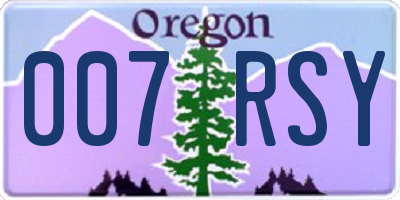 OR license plate 007RSY