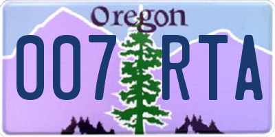 OR license plate 007RTA