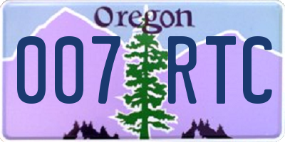 OR license plate 007RTC