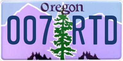 OR license plate 007RTD