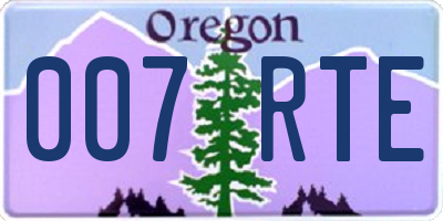 OR license plate 007RTE