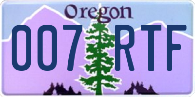 OR license plate 007RTF