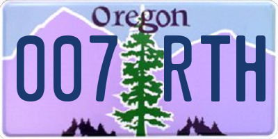 OR license plate 007RTH