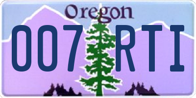 OR license plate 007RTI