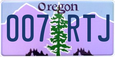 OR license plate 007RTJ