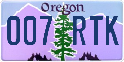 OR license plate 007RTK