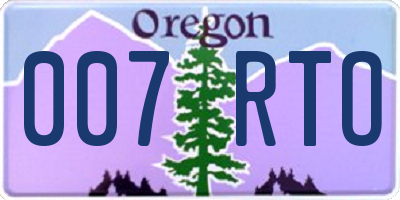 OR license plate 007RTO