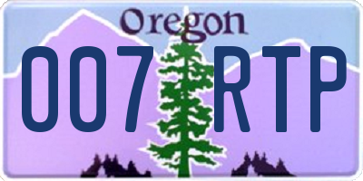 OR license plate 007RTP